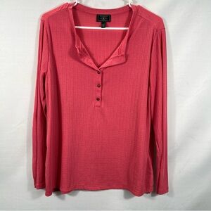 G.H. Bass & Co. Woman Pink Long Sleeve Henley Top 0869